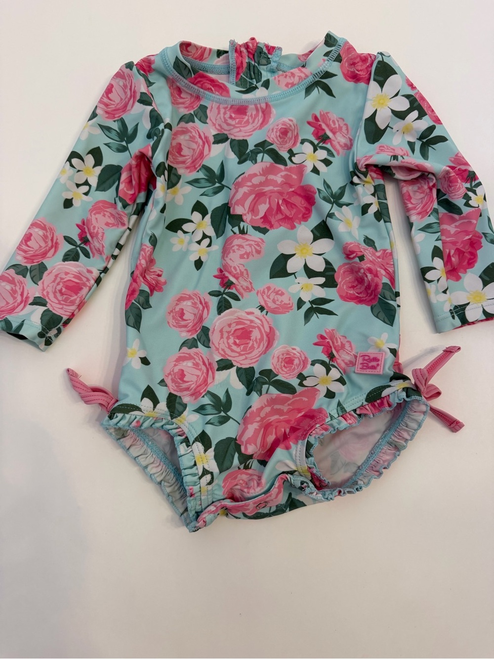 Ruffle butts Girls Floral Long SleeveSwimsuit  floral size 12/18 months